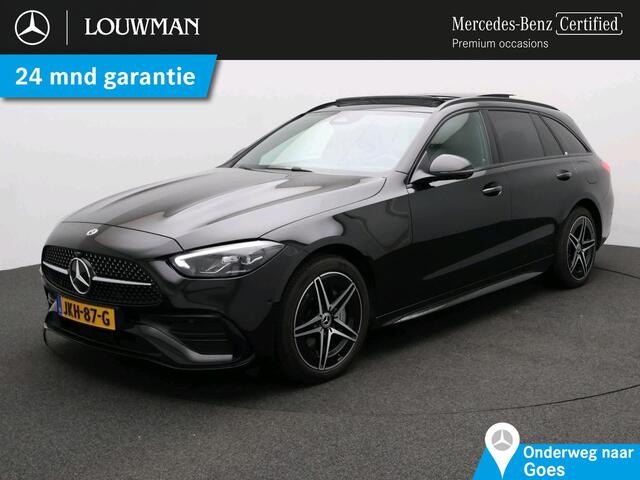 Mercedes-Benz C-KLASSE Estate 300 e Business Solution AMG Trekhaak |AMG Line | Night Pakket | Panorama Schuif-Kanteldak | Parkeerpakket met 360°-camera | Alarm Klasse 3. Inclusief 24 maanden Mercedes-Benz Certified garantie voor Europa.