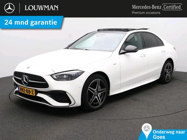Mercedes-Benz C-KLASSE 300 e Business Solution AMG Premium Plus | AMG Line | Night Pakket | Alarm | Panorama Schuif-Kanteldak | Digital Light | Distronic. Inclusief 24 maanden Mercedes-Benz Certified garantie voor Europa.