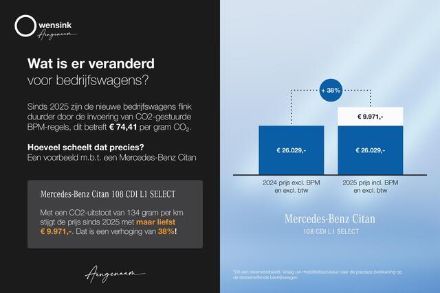 Mercedes-Benz CITAN 112 CDI L2 Select | Automaat | Led Koplampen | Multifunctioneel stuurwiel | Achteruitrijcamera | Airconditioning | Cruisecontrol |
