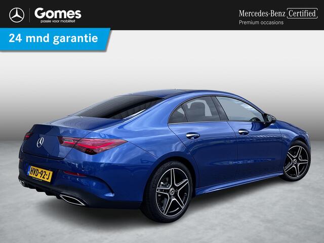 Mercedes-Benz CLA-KLASSE 180 Business Solution AMG | Panoramadak | Bruin Interieur | Night Pakket | MULTIBEAM LED Koplampen | Apple CarPlay | Android Auto | Sierdelen Walnotenhout Zwart | Sfeerverlichting | Stoelverwarming | Achteruitrijcamera