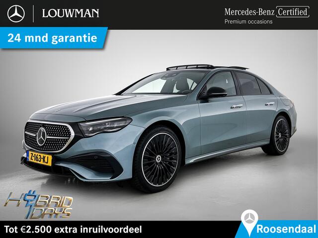 Mercedes-Benz E-KLASSE 300 e AMG Nightpakket | Superscreen | Panoramadak | Trekhaak | Alarm | Distronic | Burmester | Stoelventilatie-Verwarming | Inclusief 24 maanden Mercedes-Benz Certified garantie voor Europa.