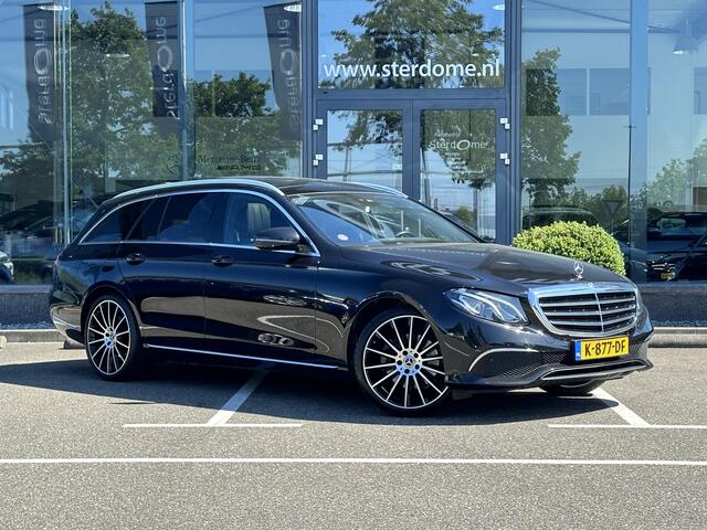 Mercedes-Benz E-estate 200 Premium Luxury l Panorama dak l Massage l Camera l Memorypakket l Stoelverwarming l Sfeerverlichting l Elek Trekhaak l l Elektrische achterklep l Led High Performance l Apple carplay l Dodehoekpakket I COMAND I DAB I Spiegelpakket I