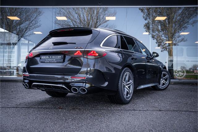 Mercedes-Benz E-estate AMG 53 4MATIC+ Hyperscreen ** Massage ** Burmester ** Panodak ** Trekhaak ** Verwarmd stuurwiel ** Standkachel ** Verlichte grille ** Dashcam