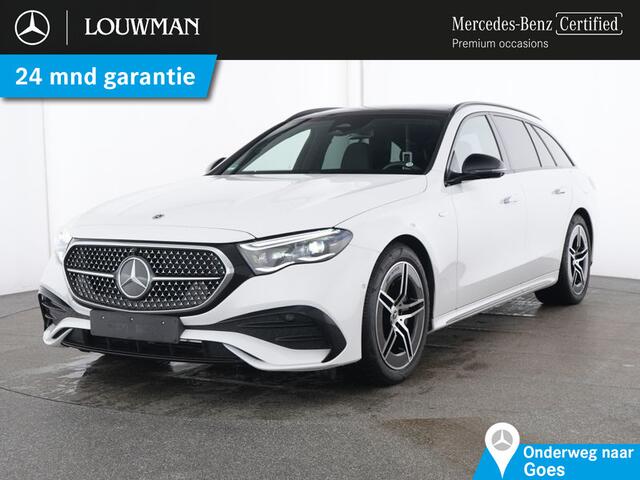 Mercedes-Benz E-estate 300 e AMG Plug-In Hybride AMG | Night Pakket | Panorama Schuif-Kanteldak | MBUX Superscreen | Trekhaak | Stuur en Stoelverwarming. Inclusief 24 maanden Mercedes-Benz Certified garantie voor Europa.