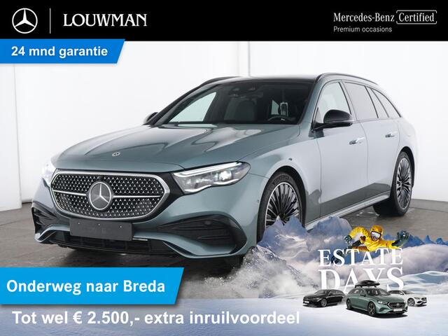 Mercedes-Benz E-estate 300 e AMG Plug-In Hybride AMG Line | Night Pakket | Rijassistentiepakket plus | MBUX Superscreen | Panorama Schuif-Kanteldak | 20 Inch AMG velgen. Inclusief 24 maanden Mercedes-Benz Certified garantie voor Europa.