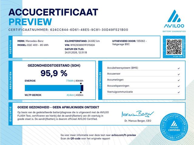 Mercedes-Benz EQC 400 4MATIC AMG Line 80 kWh | 96% SOH | MAT-GRIJS | PANO | TREKHAAK | BURMESTER | ACC |