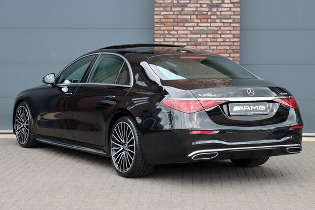Mercedes-Benz S-KLASSE 450d 4MATIC Lang AMG Line Aut9 | Airmatic | Chauffeurspakket | Achterasbesturing | Augmented HUD | Distronic+ | Burmester | Exclusief Nappa Leder | 3D-Display | Vlakkenverwarming | Zonweringspakket |