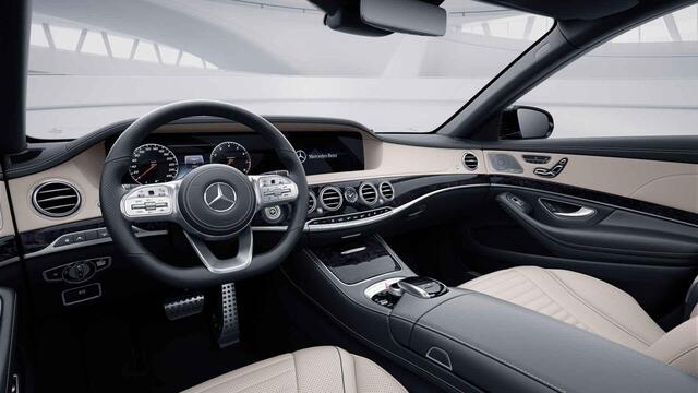 Mercedes-Benz S-KLASSE 560 4Matic Lang Premium Plus | Burmester | Beige leer | Executive pakket | Entertainment achter | AMG | Panoramadak |