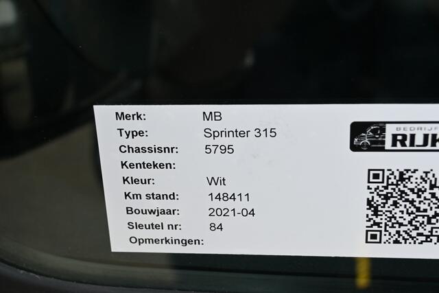 Mercedes-Benz SPRINTER 315 CDI L2H1 RWD 2 Schuifdeuren, Standkachel, Navigatie, Camera