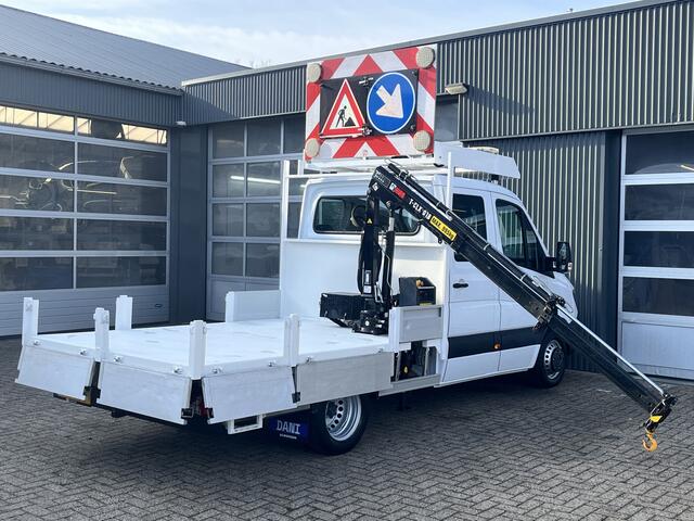 Mercedes-Benz SPRINTER 514 CDI 366 Hiab Laadkraan 018T Trekhaak 3500kg Airco 6 persoons uitvoering Open laadbak Pick-up Euro 6 Verkeersbord Actiebord Pijlenbord Bakwagen P-up Tachograaf 1e eigenaar ex gemeente