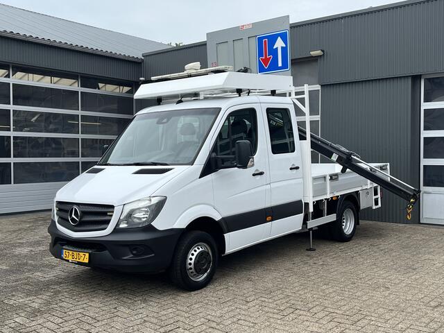 Mercedes-Benz SPRINTER 513 CDI 366 Hiab Laadkraan 018T Trekhaak 3500kg Airco 6 persoons uitvoering Open laadbak Pick-up Euro 6 Verkeersbord Actiebord Pijlenbord Bakwagen P-up Tachograaf 1e eigenaar ex gemeente
