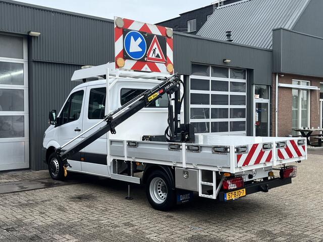 Mercedes-Benz SPRINTER 513 CDI 366 Hiab Laadkraan 018T Trekhaak 3500kg Airco 6 persoons uitvoering Open laadbak Pick-up Euro 6 Verkeersbord Actiebord Pijlenbord Bakwagen P-up Tachograaf 1e eigenaar ex gemeente