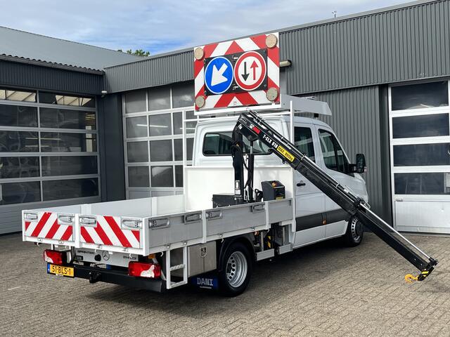 Mercedes-Benz SPRINTER 514 CDI 366 Hiab Laadkraan 018T Trekhaak 3500kg Airco 6 persoons uitvoering Open laadbak Pick-up Euro 6 Verkeersbord Actiebord Pijlenbord Bakwagen P-up Tachograaf 1e eigenaar ex gemeente