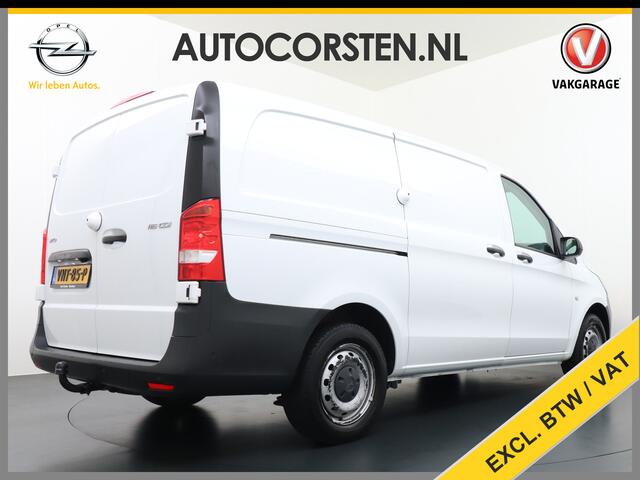 Mercedes-Benz VITO 116CDI 164PK Lang Navi PDC-v+a Camera ParkAssist Trekhaak Airco-CruiseC. Regen-Lichtsensor Bluetooth Schuifdeur Betonplex vloer Wandbetimmering + LedVerlichte-laadruim Dimlicht-Assist Tempmatik Warmtewerend-Glas Elektr-Spiegels+Verwarmd 2.000kg Trekvermo