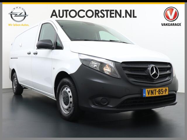 Mercedes-Benz VITO 116CDI 164PK Lang Navi PDC-v+a Camera ParkAssist Trekhaak Airco-CruiseC. Regen-Lichtsensor Bluetooth Schuifdeur Betonplex vloer Wandbetimmering + LedVerlichte-laadruim Dimlicht-Assist Tempmatik Warmtewerend-Glas Elektr-Spiegels+Verwarmd 2.000kg Trekvermo