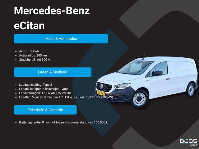 Mercedes-Benz eCitan Pro 51kWh 122PK Nieuw! L1 Elektrisch 300km WLTP 75KW Snelladen Climate Control Cruise Control Carplay Camera Parkeersensoren Achter