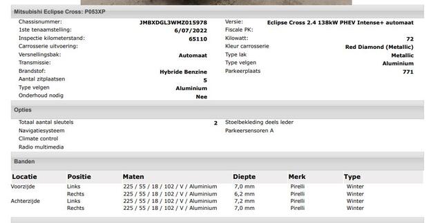 Mitsubishi ECLIPSE Cross 2.4 PHEV Intense+ Hybride / Navigatie / 1/2 Leder / Pdc. / Airco-ecc./ Radio multimedia / Apk nieuw