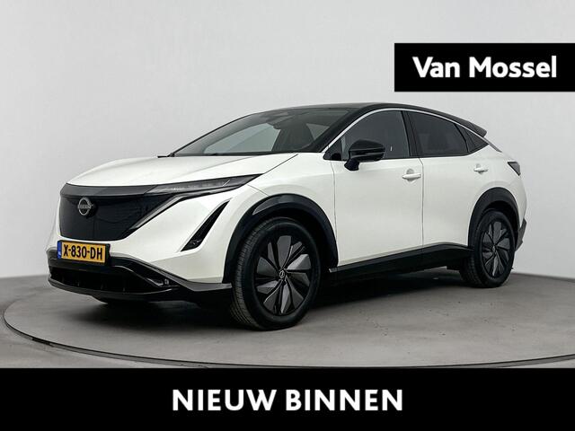 Nissan Ariya Advance 91 kWh airco automatisch | Apple Carplay/Android | cruise control adaptief met Stop&Go en stuurhulp | lederen/stof bekleding | lichtmetalen velgen 19" | navigatiesysteem full map |voorstoelen verwarmd | warmtepomp |