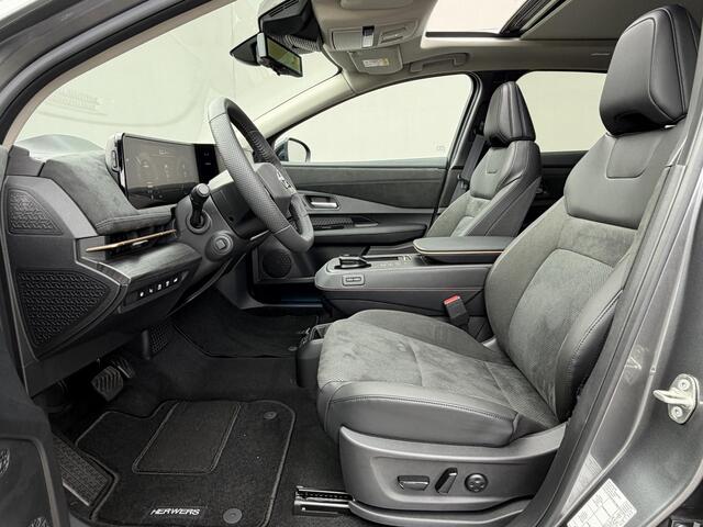 Nissan Ariya e-4ORCE Evolve 91 kWh 4WD / 306 PK / Leder / 1.500 kg Trekgewicht / Warmtepomp / 10 jaar Nissan More Garantie / Stoelverwarming voor en achter / Schuif-kantel dak / Stoelventilatie / Stuurverwarming / Rondomzicht camera / Elektrisch verstelbare stoelen met geheugen / Elektrische achterklep / Adaptieve cruise control / Apple Carplay/Android Auto /