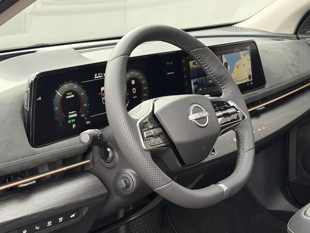 Nissan Ariya e-4ORCE Evolve 91 kWh 4WD / 306 PK / Leder / 1.500 kg Trekgewicht / Warmtepomp / 10 jaar Nissan More Garantie / Stoelverwarming voor en achter / Schuif-kantel dak / Stoelventilatie / Stuurverwarming / Rondomzicht camera / Elektrisch verstelbare stoelen met geheugen / Elektrische achterklep / Adaptieve cruise control / Apple Carplay/Android Auto /