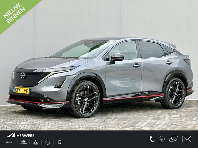 Nissan Ariya e-4ORCE Nismo 91 kWh / 435PK / 417KM WLTP / Alcantara Interieur / F1-Remlicht / Adaptieve Cruise Control / Verwarmde Voorstoelen / Elektr. Voorstoelen / 360 Camera / Elektr. Achterklep / Apple Carplay&Android Auto / Warmtepomp