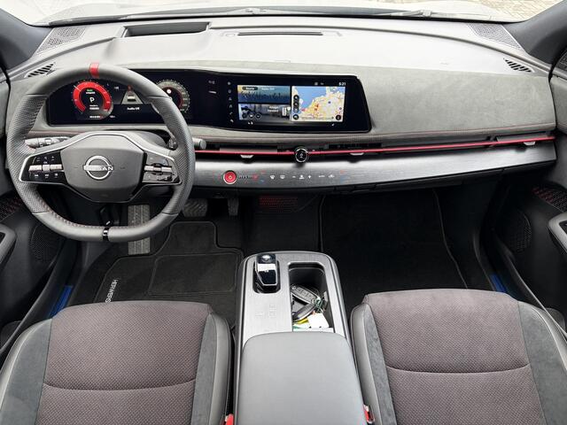 Nissan Ariya e-4ORCE Nismo 91 kWh / 435PK / 417KM WLTP / Alcantara Interieur / F1-Remlicht / Adaptieve Cruise Control / Verwarmde Voorstoelen / Elektr. Voorstoelen / 360 Camera / Elektr. Achterklep / Apple Carplay&Android Auto / Warmtepomp