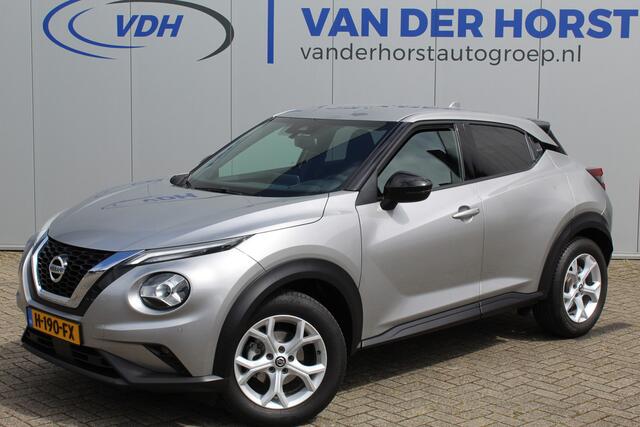 Nissan JUKE 1.0-117pk DIG-T N-Connecta. Werkelijk in nieuwstaat ! Slechts 12.600km ! Volautm. airco, privacy glass, metallic lak, LM wielen, navigatie, camera, pdc v+a, telefoonvoorb., keyless entry&go, LED etc.