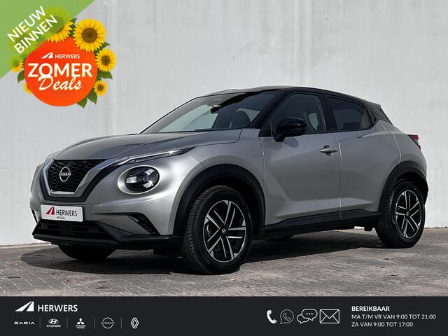 Nissan JUKE 1.0 DIG-T N-Connecta DCT Automaat / Fabrieksgarantie tot 09-12-2027 / Cold Pack / Stuur-, stoel- en voorruit verwarming / Navigatie / Apple Carplay Android / 17" LMW + All Season banden /