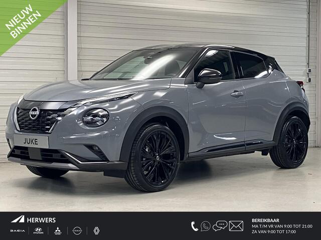Nissan JUKE 1.6 Hybrid N-Sport / ¤4.500,- Nissan Voorraadvoordeel / Nieuw uit voorraad leverbaar / Stoel- en Stuurverwarming / Verwarmde Voorruit / Adaptive Cruise Control / 360 Graden Camera / Dodehoek Detectie / Navigatie /