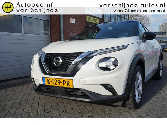 Nissan JUKE 1.0 DIG-T 115PK BUSINESS EDITION LUXE ORIGINEEL NEDERLANDS TWO TONE CAMERA PDC V+A ANDROID/APPLECARPLAY NAVI STOEL+VOORRUITVERWARMING ECC AIRCO CRUISE BLUETOOTH 17INCH ENZ...