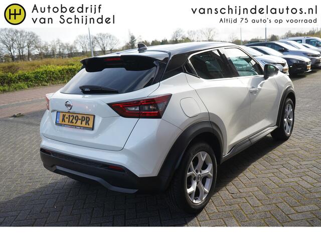 Nissan JUKE 1.0 DIG-T 115PK BUSINESS EDITION LUXE ORIGINEEL NEDERLANDS TWO TONE CAMERA PDC V+A ANDROID/APPLECARPLAY NAVI STOEL+VOORRUITVERWARMING ECC AIRCO CRUISE BLUETOOTH 17INCH ENZ...