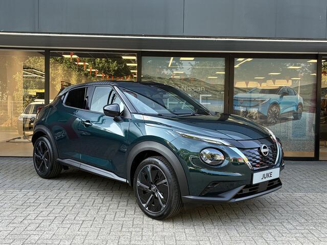 Nissan JUKE 1.6 Hybrid Pulse FAP aero velgen NIEUW UIT VOORRAAD LEVERBAAR | Bose geluidsinstallatie | Lederen bekleding | Parkeersensoren voor- en achter | Adaptieve Cruise Control | Apple CarPlay & Android Auto | Climate Control | 10 jaar fabrieksgarantie