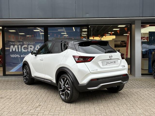 Nissan JUKE 1.0 DIG-T N-Design NIEUW UIT VOORRAAD LEVERBAAR | Verwarmbaar stuurwiel | Voorruitverwarming | Stoelverwarming | Navigatiesysteem | Apple CarPlay & Android Auto | Parkeersensoren voor- en achter | Climate Control | 10 jaar fabrieksgarantie