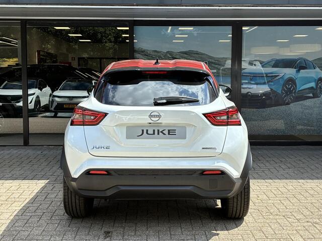 Nissan JUKE 1.6 Hybrid Redline Edition NIEUW UIT VOORRAAD LEVERBAAR | Parkeersensoren voor- en achter | Lederen bekleding | Stoelverwarming | Adaptieve Cruise Control | Stuur- en voorruitverwarming | Navigatiesysteem | Redline Edition | 10 jaar fabrieksgarantie