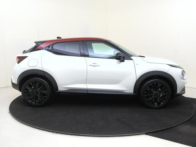 Nissan JUKE Hybrid 143 6AT Red-line Edition 143PK | Rijklaarprijs! | Limited Edition 1 of 25 | Rode Details | BOSE Audio | Adaptieve Cruise Control | 360 Camera | Stoel,- Stuur en Voorruitverwarming | 19'' Inch Zwarte Velgen | Zwart Leder Interieur | Apple CarPlay & Android Auto | Nieuw uit voorraad leverbaar!