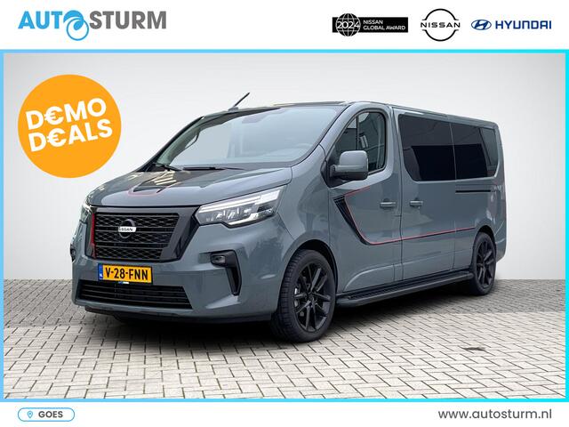 Nissan PRIMASTAR 2.0 dCi L2H1 N-Connecta Black Edition Dubbel Cabine 5-Persoons | Trekhaak | Vol-Leder | 19'' Velgen | LED | Navigatie | Camera | 2x Schuifdeur | Rijklaarprijs! (Ex. BTW/BPM)