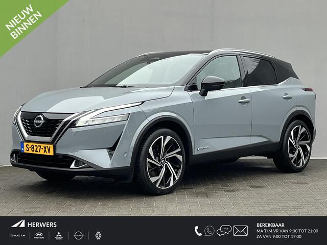 Nissan QASHQAI 1.5 e-Power Tekna Plus / Panoramadak / HUD / Apple Carplay & Android Auto / 360° Camera / Keyless Entry & Start / Navigatie full map / Stuur- en Stoelverwarming / Voorruitverwarming / Climate Control / Adaptieve Cruise Control / Elektrisch Verstelbare Voo