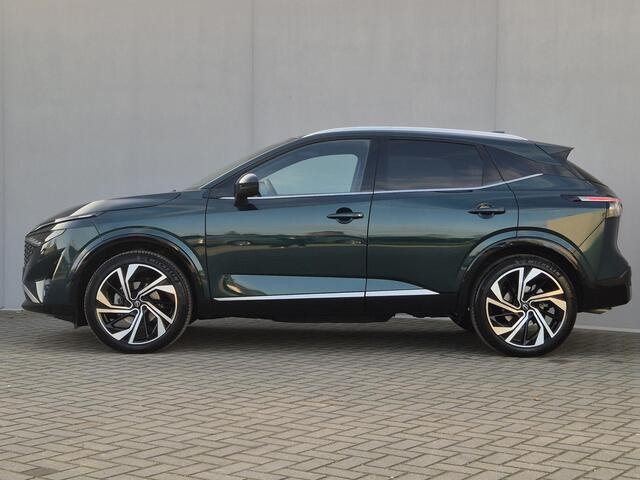 Nissan QASHQAI 1.3 MHEV Xtronic Tekna Plus / Fabrieksgarantie tot 04-2028<100.000 / Panoramadak / Elektrische achterklep / Head Up Display / Rondomzicht camera / Stoelen met massage functie / BOSE /