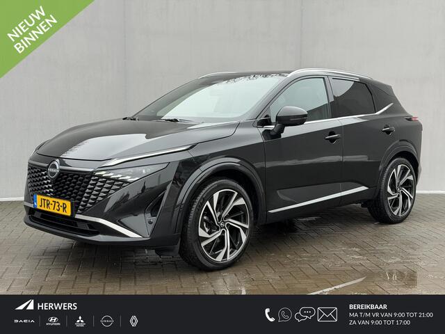 Nissan QASHQAI 1.3 MHEV Xtronic Tekna Plus / Fabrieksgarantie tot 03-2028 / Panoramadak / HUD / Trekgewicht 1800 kg / Elektrische achterklep / Stoel met massage functie / Rondomzicht camera / Stuur-, Stoel en Voorruit verwarming / Bose Audio Systeem / 360 Camera /