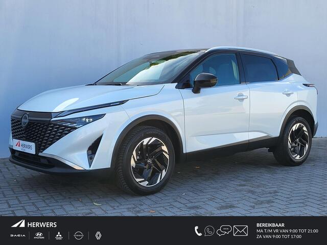 Nissan QASHQAI 1.3 MHEV Xtronic N-Connecta Automaat / HUD / Nieuw Model / Facelift / Design Pack / Cold Pack / Allseason banden / Trekgewicht 1800 kg / Stuur-, Stoel en Voorruitverwarming / Elektrische achterklep /Rondomzicht camera / Adaptief CC /