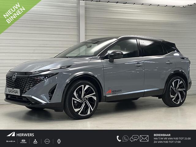 Nissan QASHQAI 1.5 e-Power Tekna Plus / ¤4500,- Nissan Voorraadvoordeel / Nieuw uit Voorraad Leverbaar / Panoramadak / Lederen Bekleding / Bose Audio / Massagestoelen / Google Maps Navigatie / Elektrische Stoelen met Geheugen / HUD / Elektrische Kofferbak /