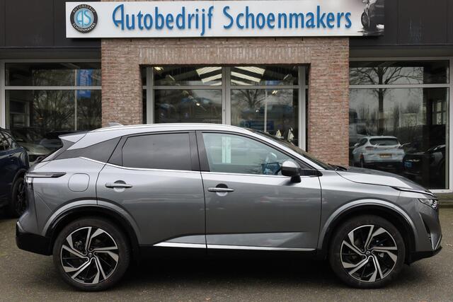 Nissan QASHQAI 1.3 MHEV Xtronic Tekna Plus HUD PANO BOSE LEER+ALCANTARA MEMORY ACC PRO-PILOT MASSAGE CARPLAY 360-CAMERA RUIT/STUUR/STOELVERWARMING DAB 20"LMV 2xKEYLESS ELEK.KLEP DODEHOEK/VERKEERSBORDDETECTIE ENZ.