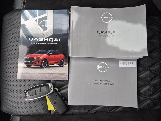 Nissan QASHQAI 1.3 MHEV Xtronic Tekna Plus Automaat / Fabrieksgarantie tot 03-2028<100.000 / All season banden / Trekgewicht 1800 kg / Head Up Display / Panoramadak / Stoelen met massage functie / Bose Audio Systeem / Elektrische achterklep / Adaptief cruise control /