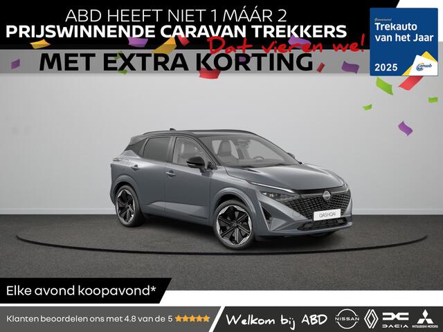 Nissan QASHQAI N-Design + Panoramisch glazen dak + Cold Pack e-Power | 12.3" TFT digitale cockpit | Audiosysteem met DAB, Apple Carplay & Android Auto, USB-aansluiting, stuurwielbediening en 6 luidsprekers | Blind Spot Warning & Intervention (BSW + BSI)