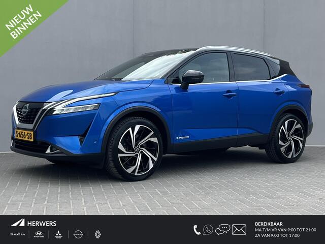 Nissan QASHQAI 1.5 e-Power Tekna Plus / Panorama Dak / Cruise Control / Bose Audio Systeem / Massage Functie Voorstelen / Stuur,-Stoel Verwarming / Memory Bestuurders Stoel / Apple Carplay&Android Auto / 360 Camera / Elektrische Achterklep /
