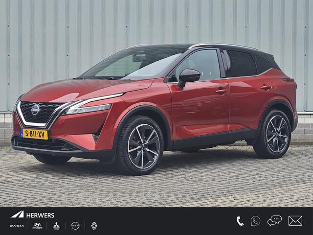 Nissan QASHQAI 1.3 MHEV Tekna / Trekhaak 1800KG / Adaptief Cruise Control / Panoramadak / Elektrisch Verstelbare Bestuurdersstoel / Head- Up Display / 360 Graden Camera / Elektrische Achterklep / Apple Carplay & Android Auto / Draadloze Telefoon Lader / Navigatie / Clim