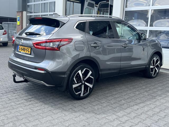 Nissan QASHQAI 1.3 DIG-T Tekna Airco Cruise controle Lederbekleding Navigatiesysteem 360°camera Panoramadak Trekhaak 1300kg trekgewicht Stuurwielbediening Stoelverwarming