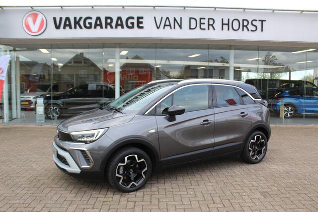 Opel Crossland 1.2-110pk Turbo Ultimate. Mooie en luxe hoogzitter met weinig km's ! Volautm. airco dual, cruise control, camera, comfortstoelen, metallic lak, LM wielen, navigatie, telefoonvoorb., LED verlichting etc.