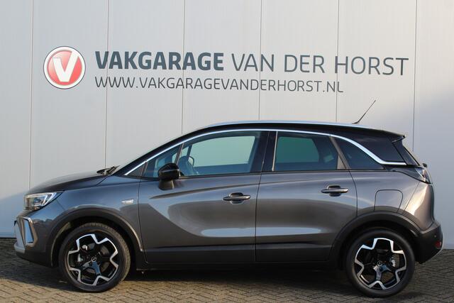 Opel Crossland 1.2-Turbo 110 pk Ultimate Mooie en luxe hoogzitter met weinig km's ! Volautm. airco dual, cruise control, camera, comfortstoelen, metallic lak, LM wielen, navigatie, telefoonvoorb., LED verlichting etc.
