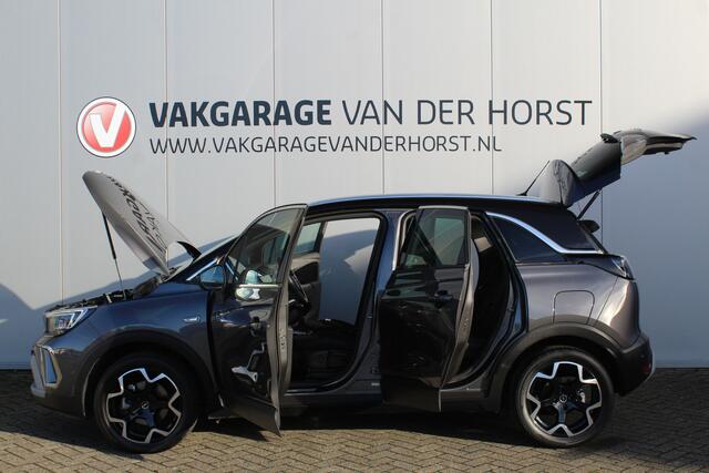 Opel Crossland 1.2-Turbo 110pk Ultimate Mooie en luxe hoogzitter met weinig km's ! Volautm. airco dual, cruise control, camera, comfortstoelen, metallic lak, LM wielen, navigatie, telefoonvoorb., LED verlichting etc.